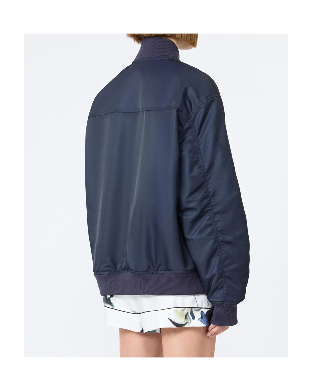 Sportmax Blue Zip-Up Bomber Jacket