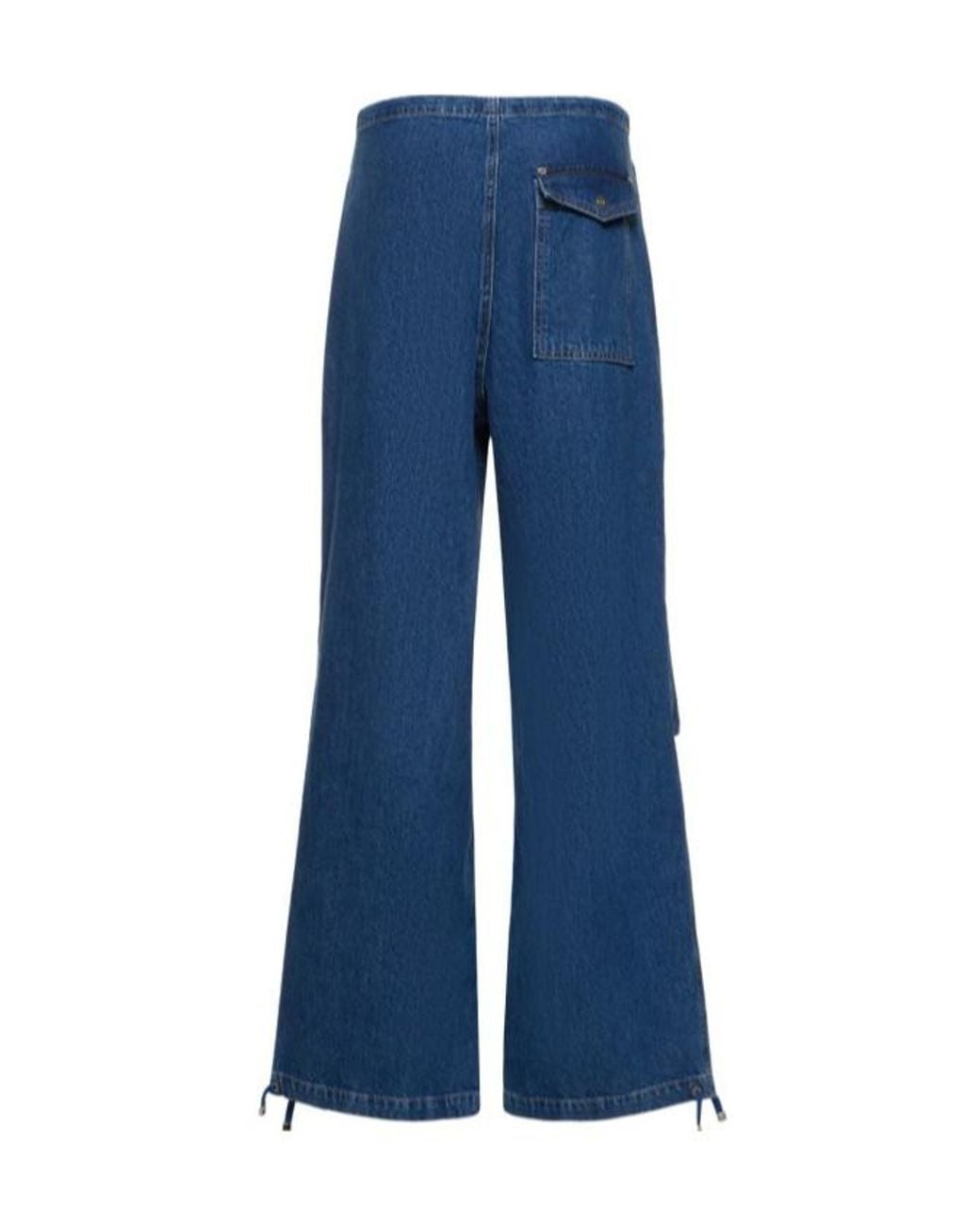 Dion Lee Blue Wide-Leg Denim Trousers With Elastic Waist