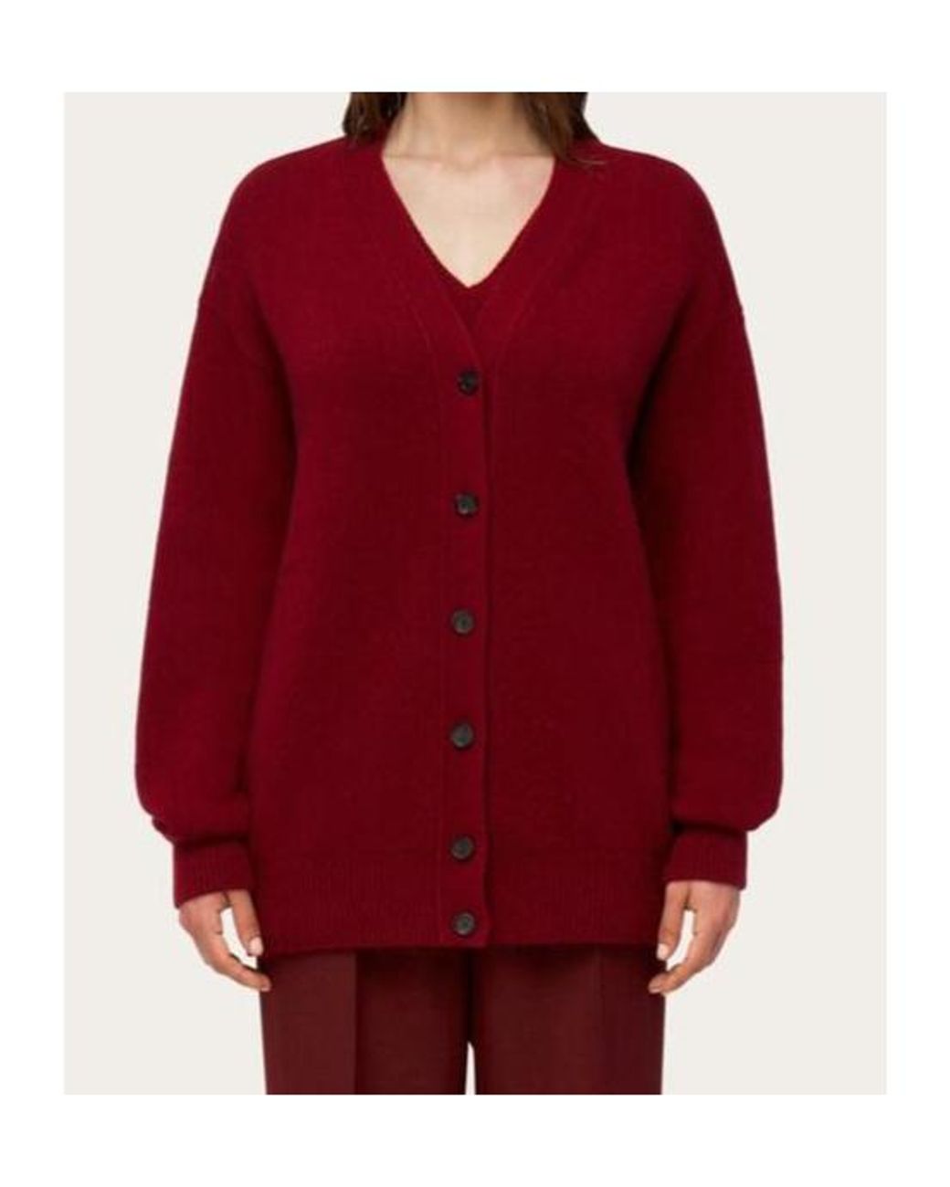Ferragamo Red Ferragamo V-Neck Buttoned Knitted Cardigan