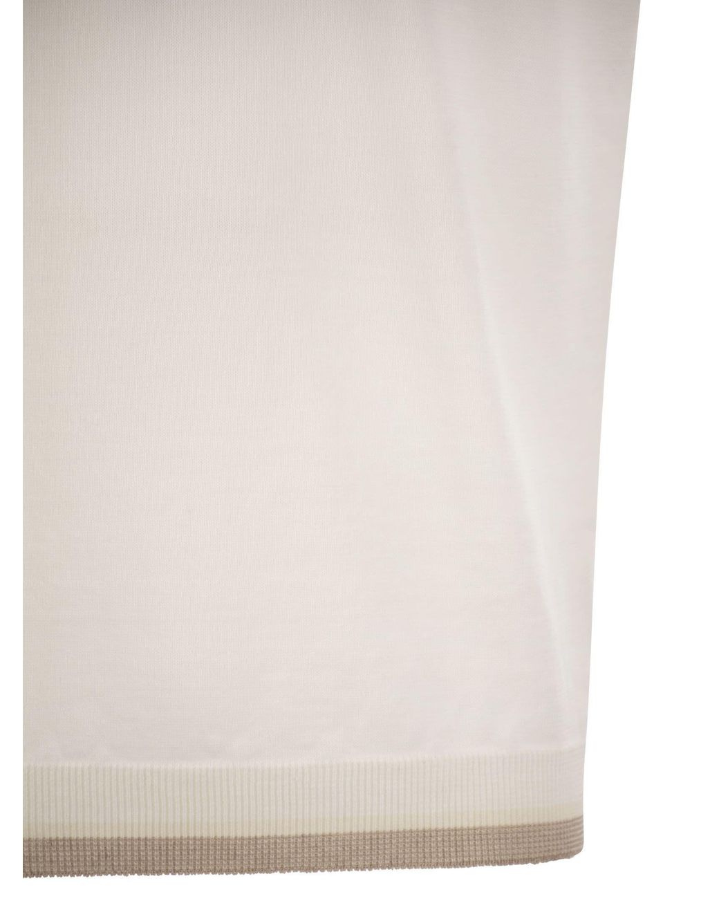 Peserico White Ribbed Hem T-Shirt for men