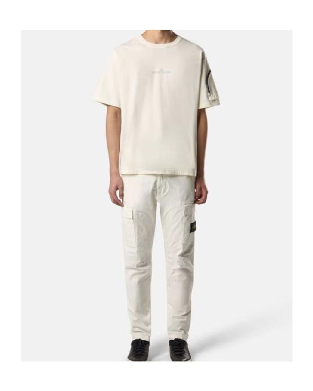 Stone Island White Crewneck Pocket T-Shirt for men