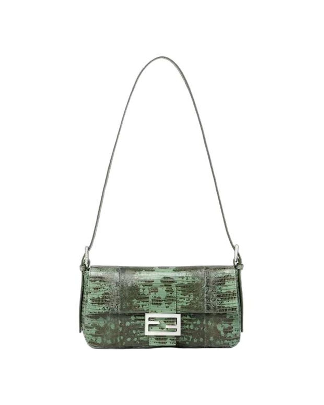 Fendi Green Baguette Shoulder Bag