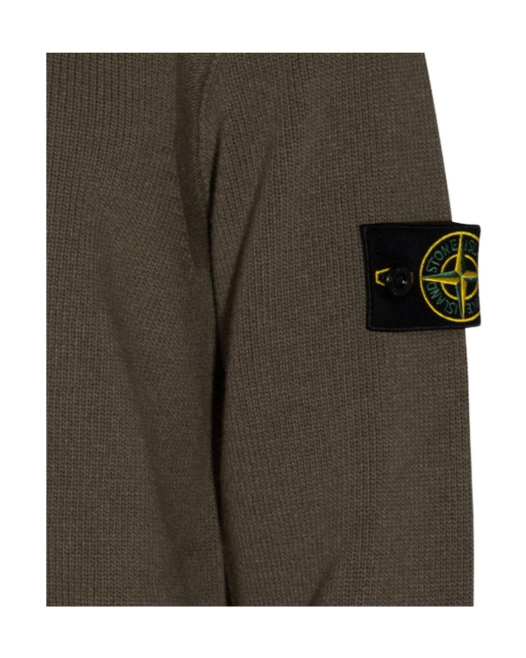 Stone Island Green Logo Patch Knitted Sweater for men