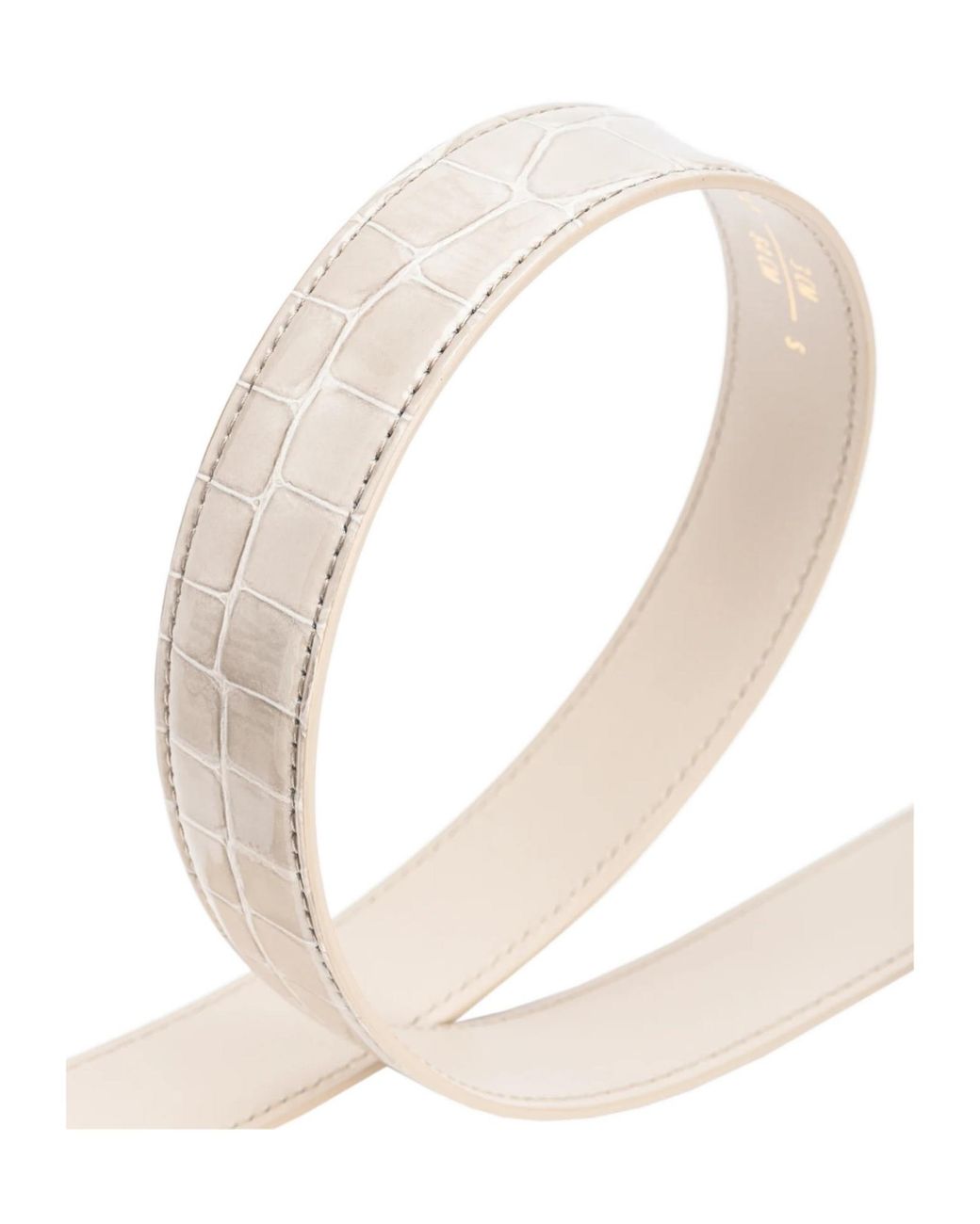 Pinko White Galleria 3Cm Shiny Croc-Print Belt With Love Birds Buckle