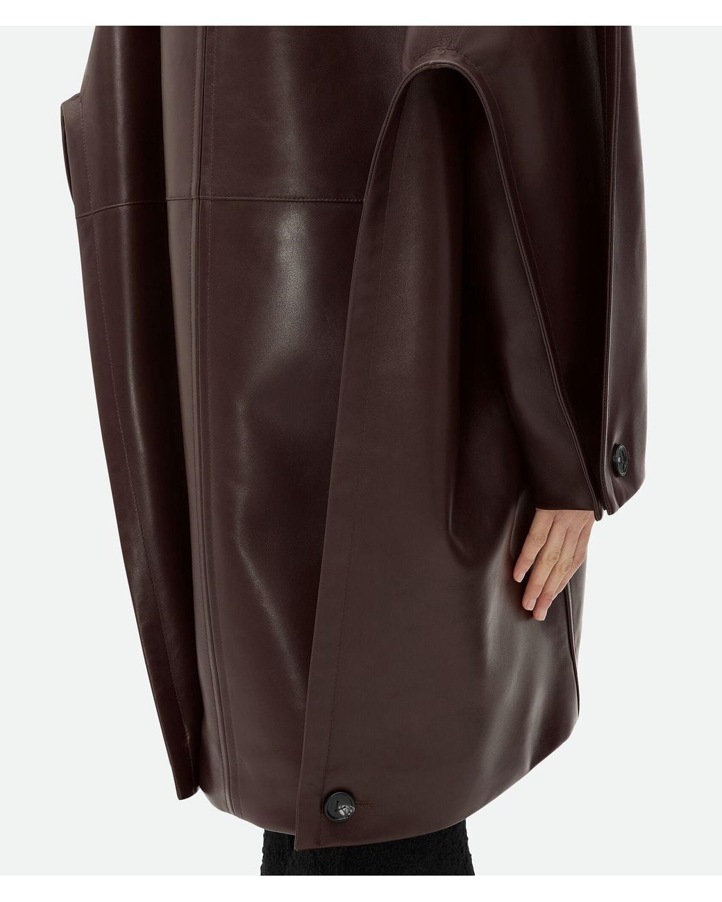 Bottega Veneta Brown Leather Cocoon Coat