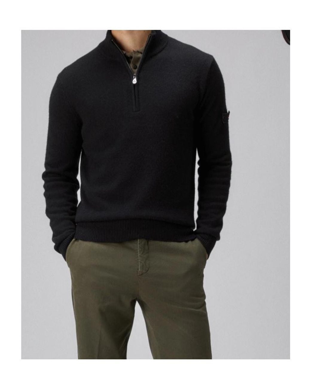 Peuterey Black Trebe Half-Zip Knitwear for men