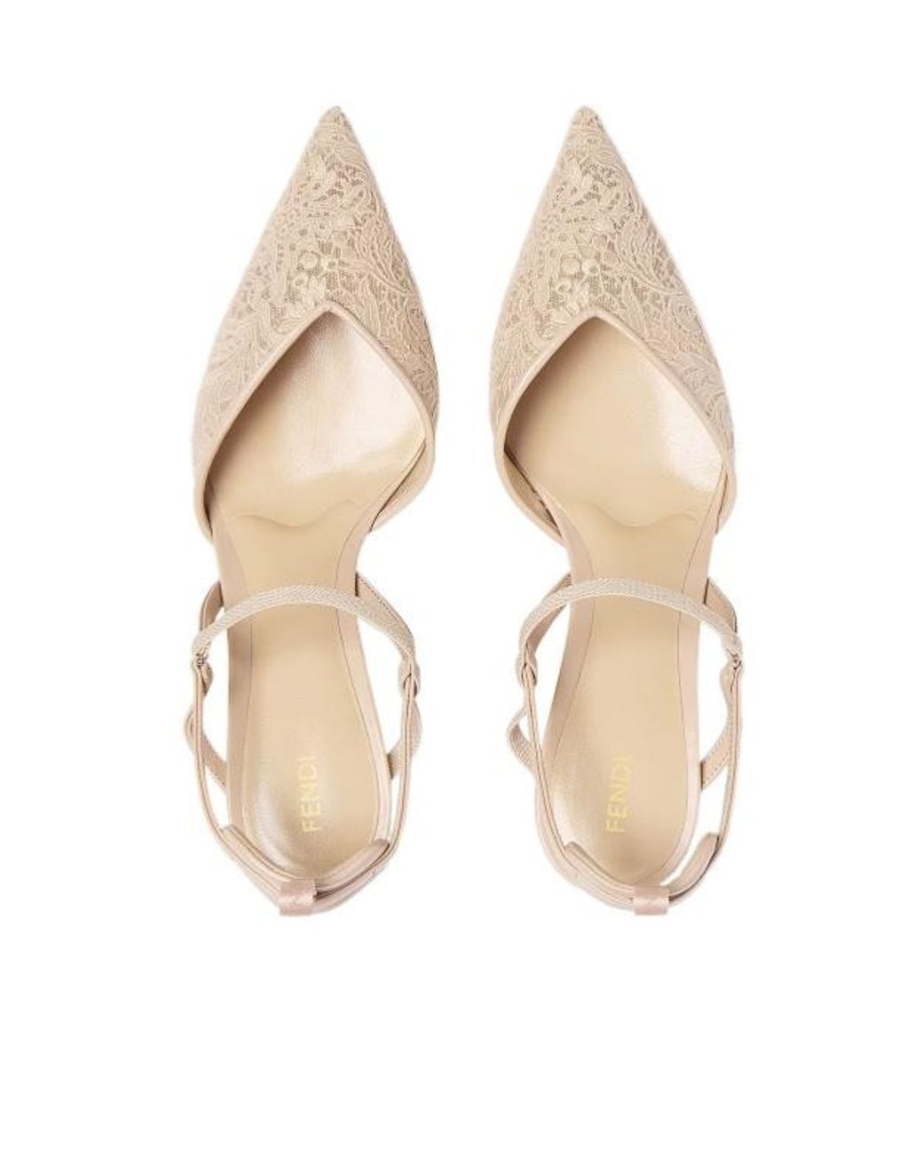 Fendi Natural Very Colibrì Nude-Colored Tulle Medium-Heeled Slingbacks
