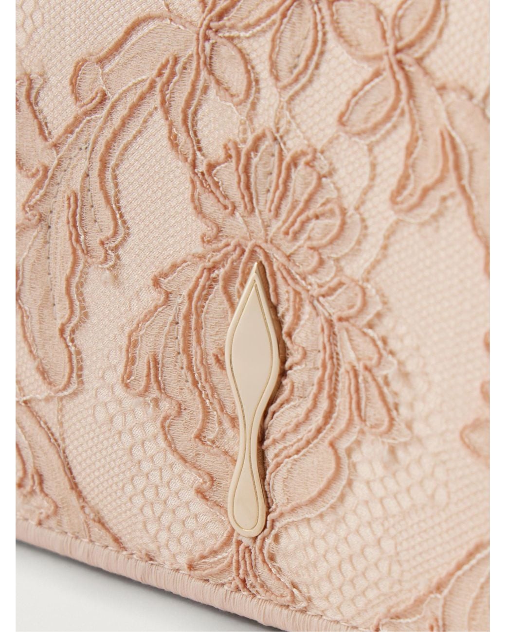 Christian Louboutin Natural Bettina Lace-Trimmed Satin Clutch