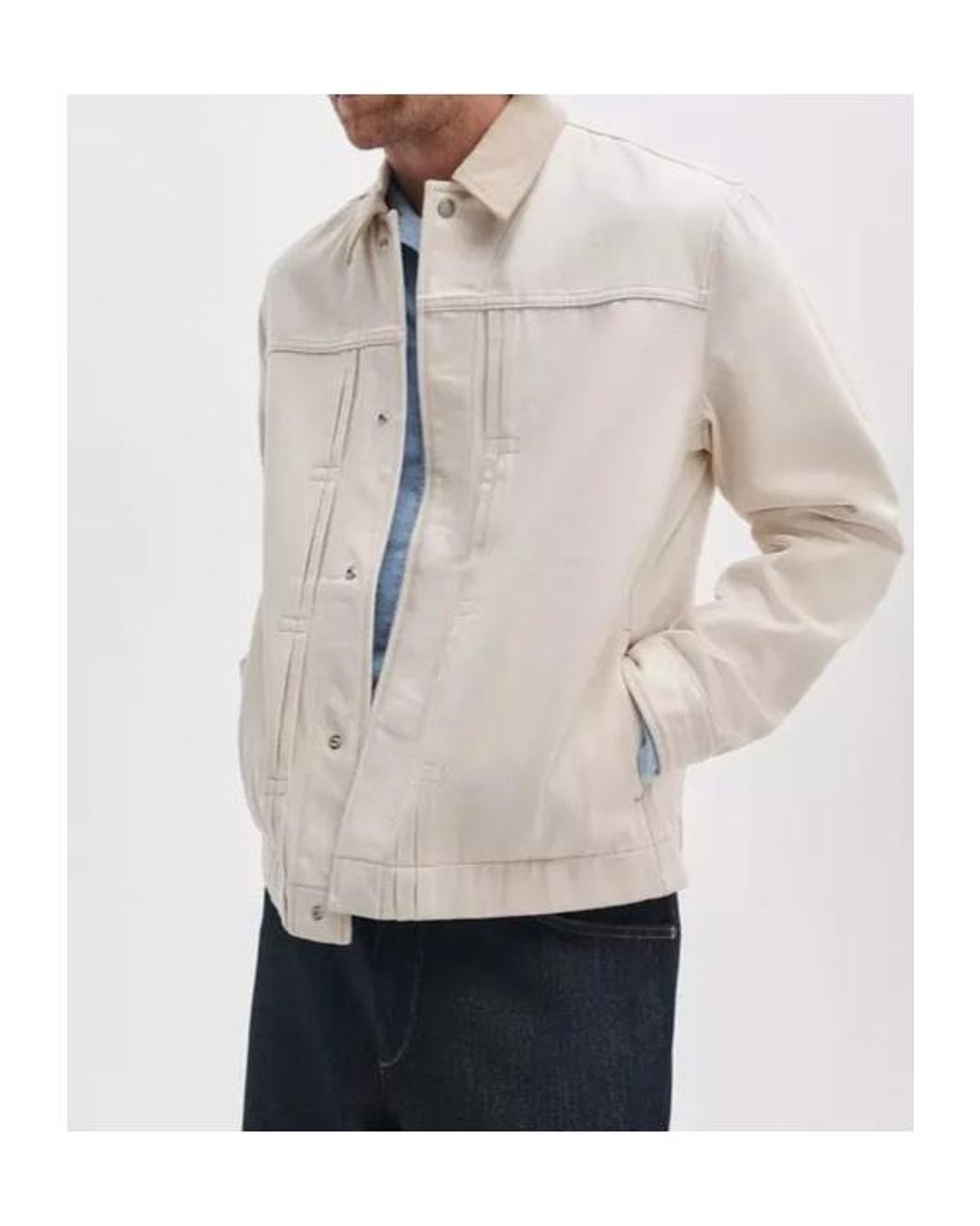 Rag & Bone White Contrast Collar Denim Jacket for men