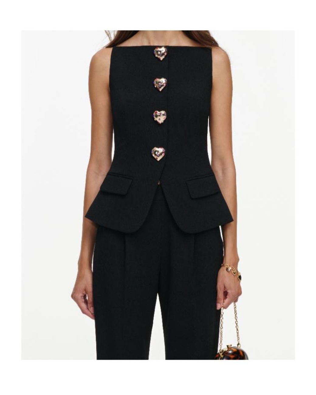 Self-Portrait Black Sleeveless Crepe Jumpsuit