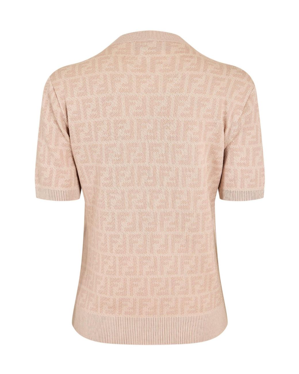 Fendi Natural Light Short-Sleeve Crew Neck Knit Top
