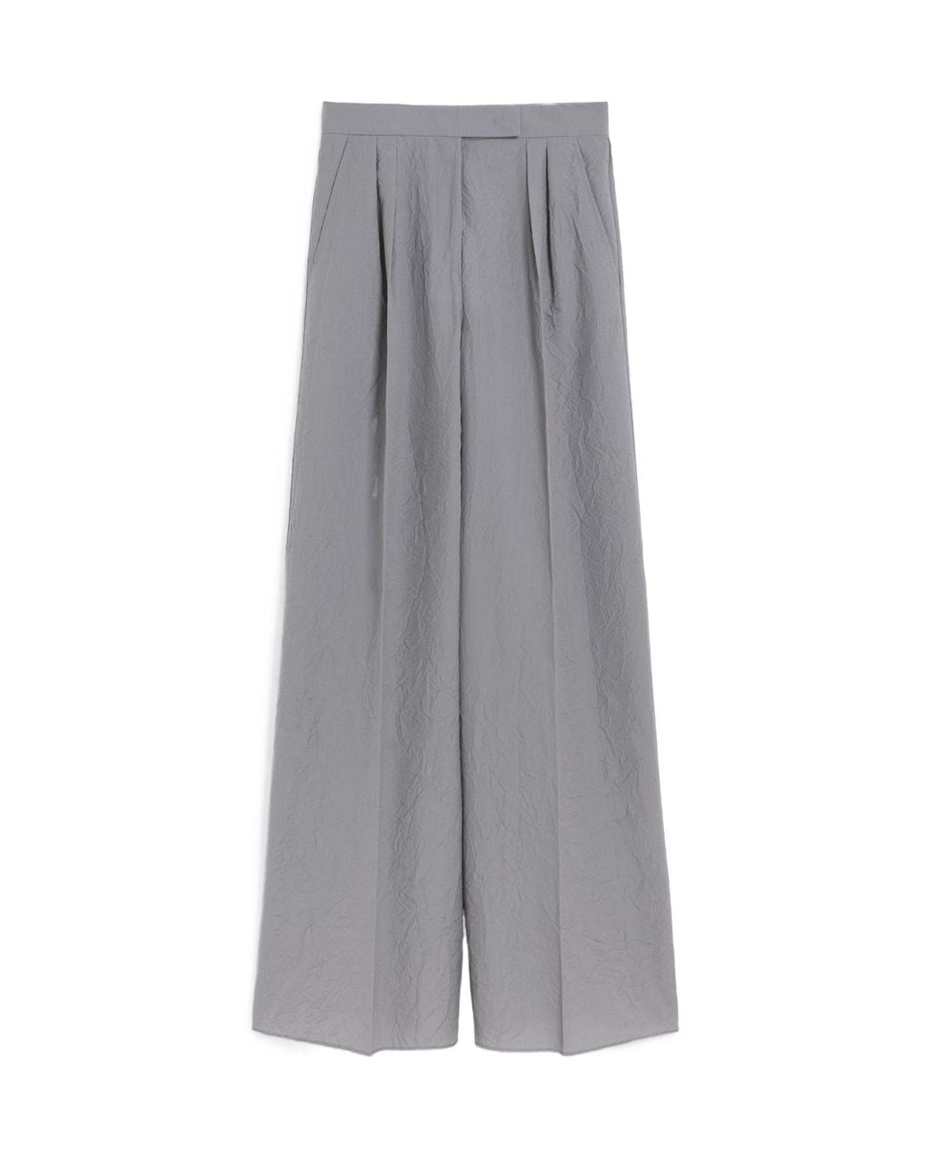 Max Mara Gray Acinoso Pleat Detailed Wide-Leg Trousers