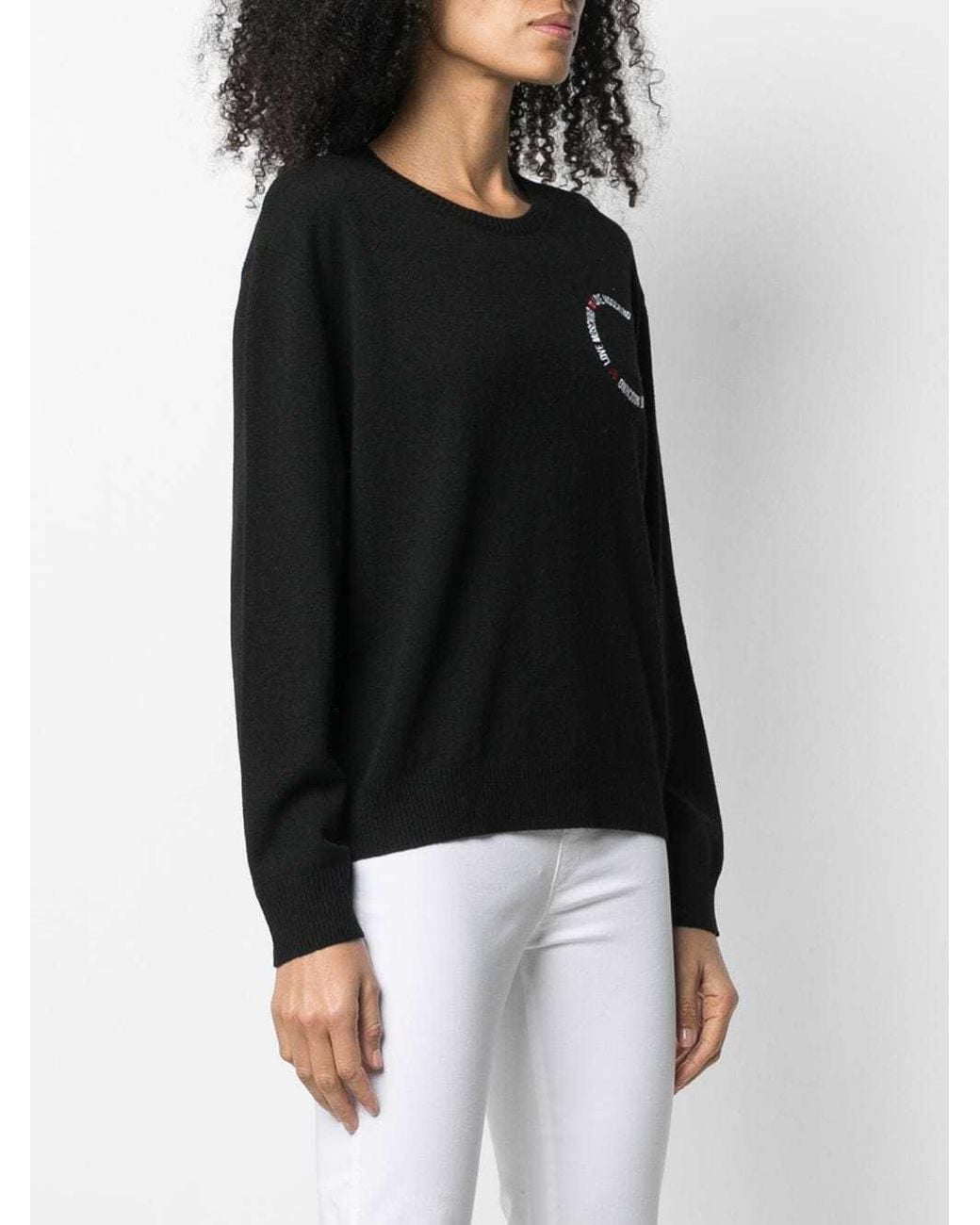 Moschino Black Chest Logo Pullover