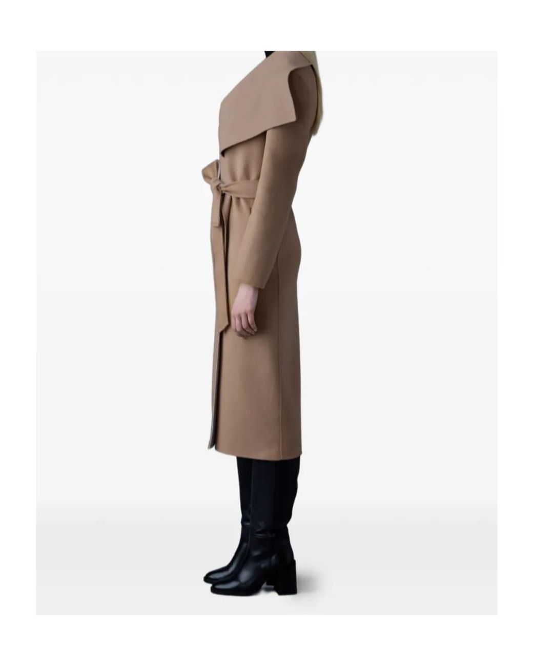 Mackage Brown Mai-Cn Wool Wrap Coat