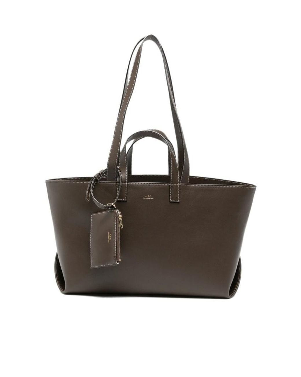 A.P.C. Brown Logo Stamp Tote Bag