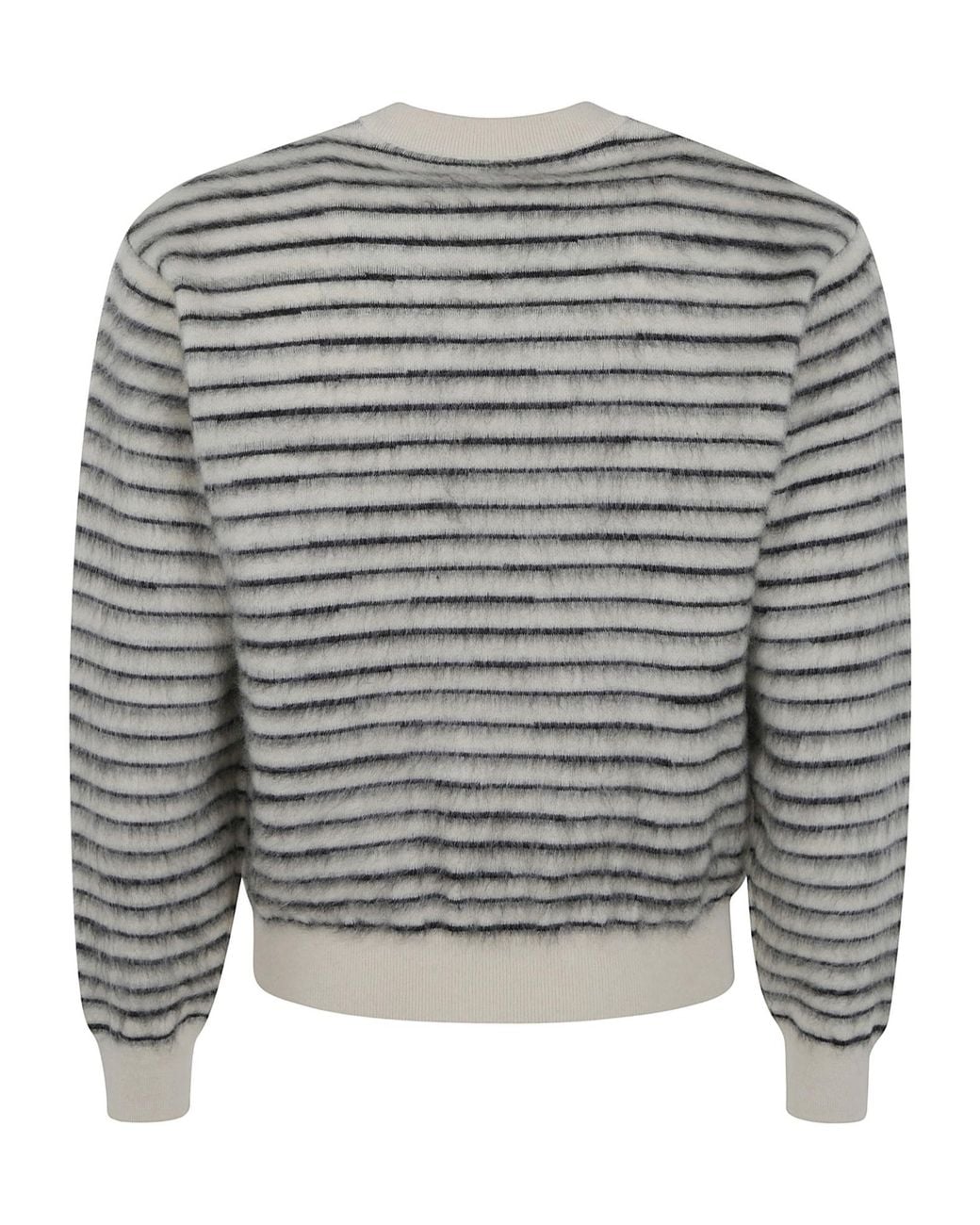Tom Ford Gray Brushed Stripe Mohair Ls Crew Neck for men