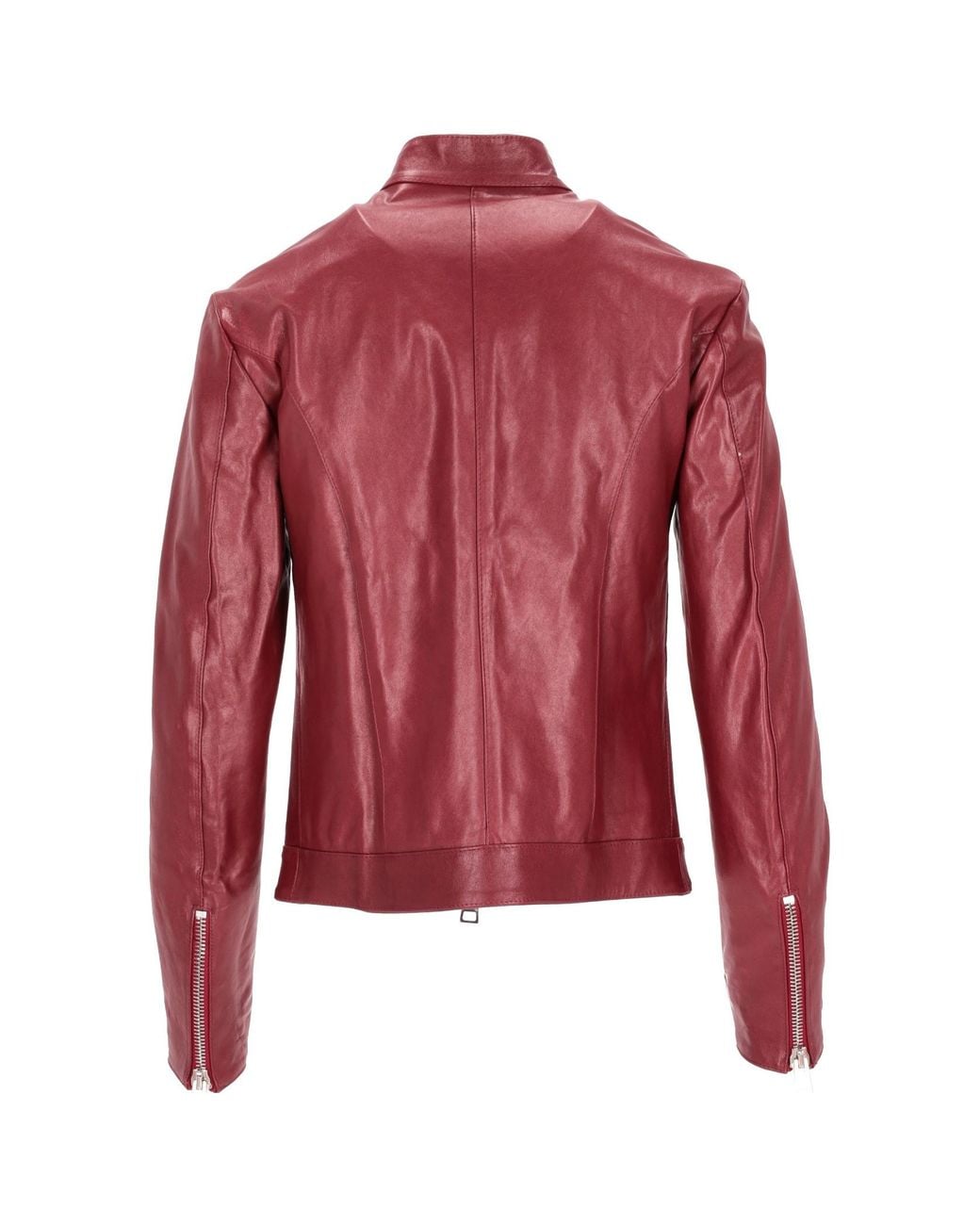Lela Rose Red Zip-Up Leather Jacket