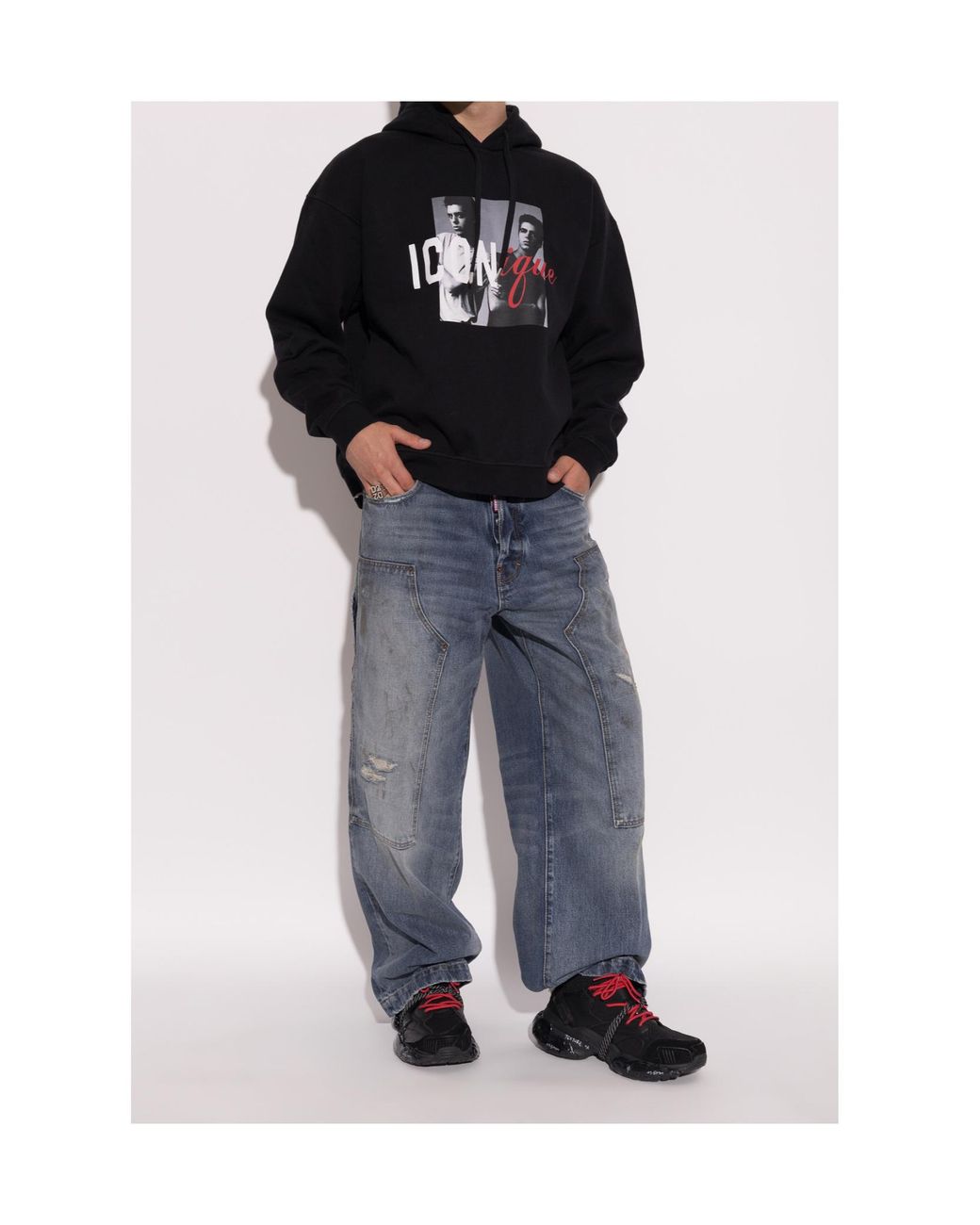 DSquared² Blue Icon Photographic Print Hoodie for men