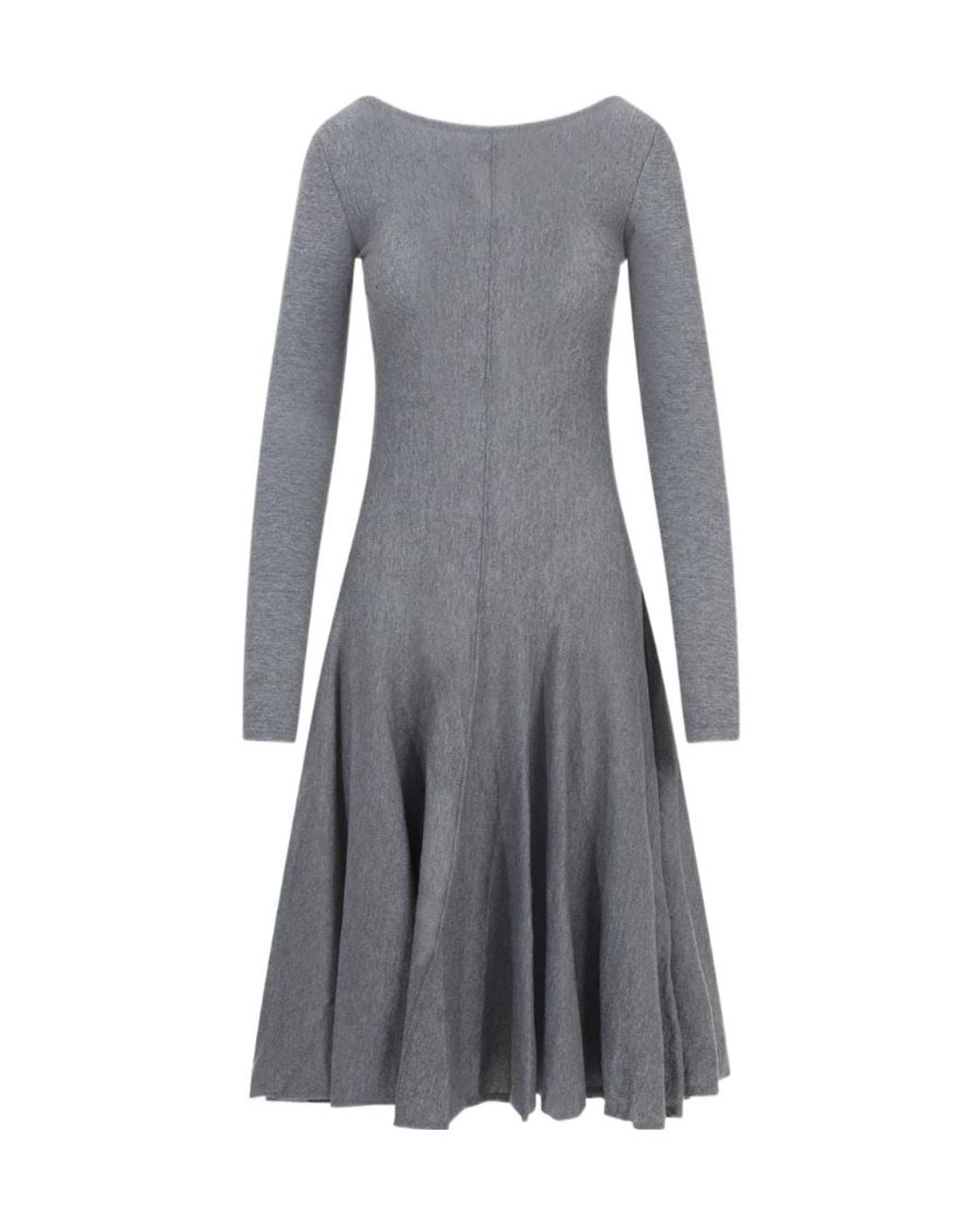 Khaite Gray The Dany Open-Back Pleated Dress