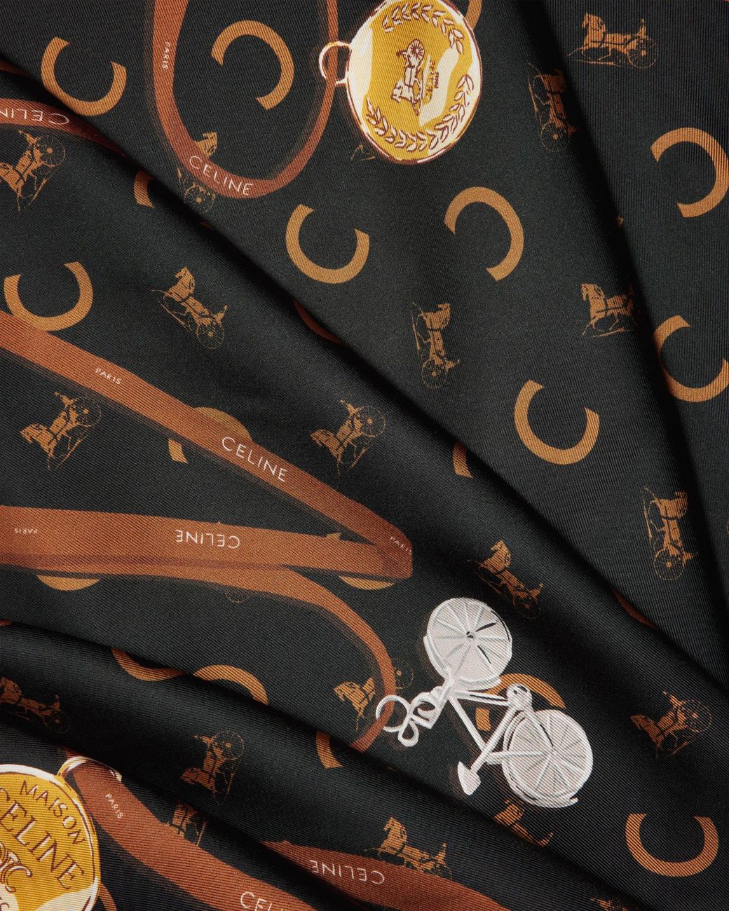 Céline Black Ribbons And Charms Foulard, 90