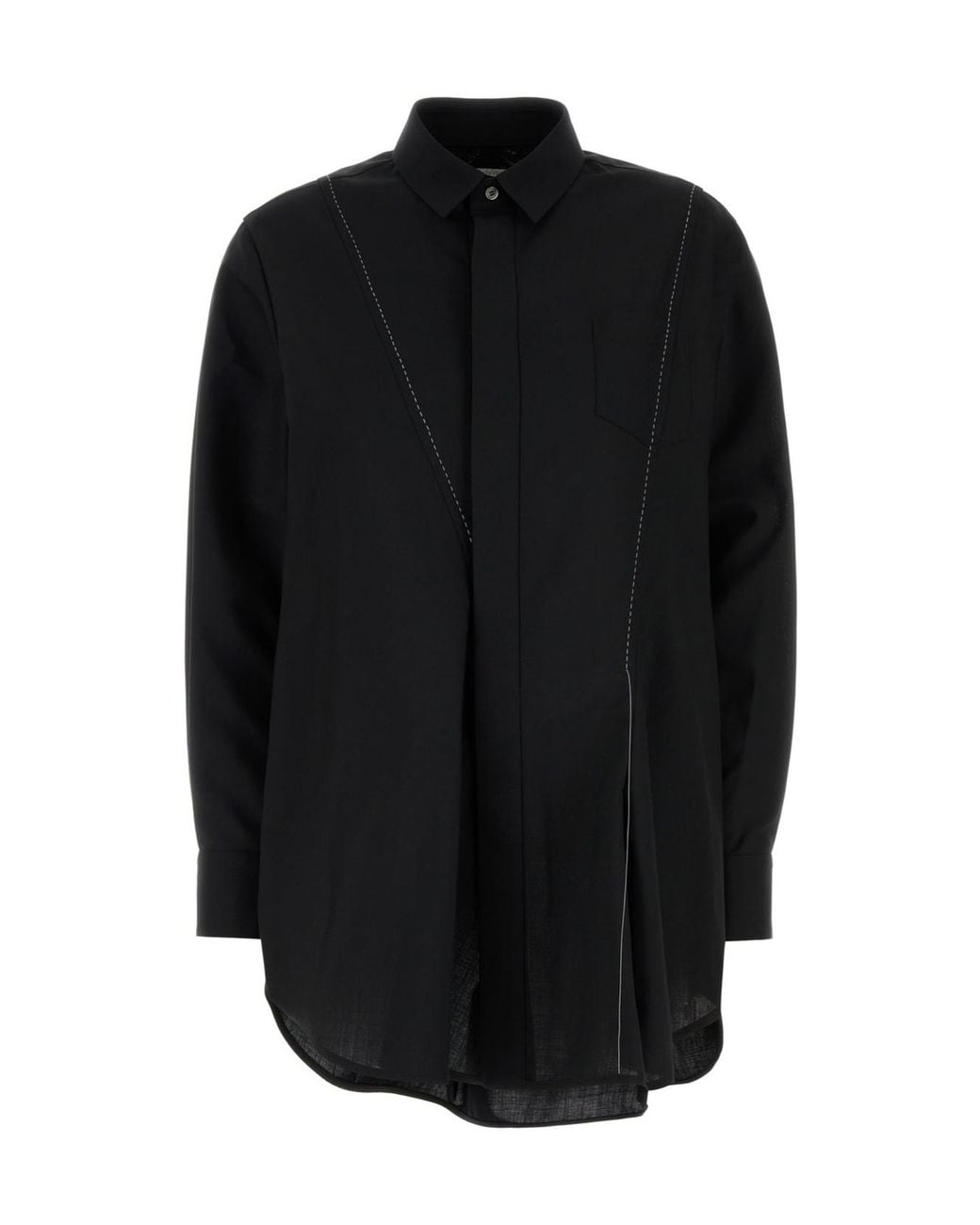 Sacai Black Curved Hem Suiting Shirt