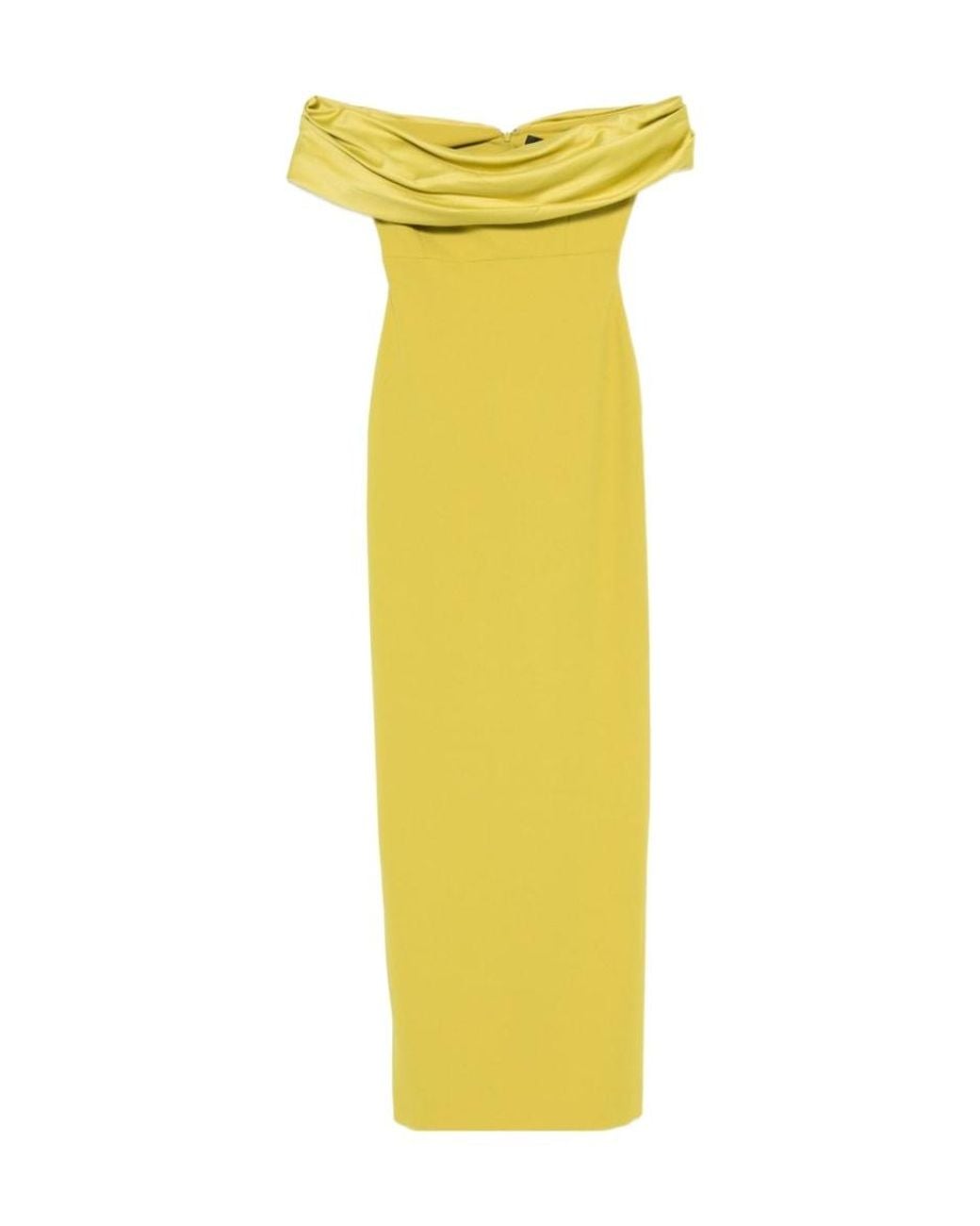 Solace London Yellow Off-Shoulder Draped Sleeveless Maxi Dress