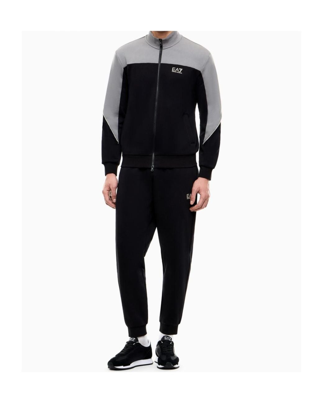 EA7 Black Two-Piece Zip-Up Suit for men