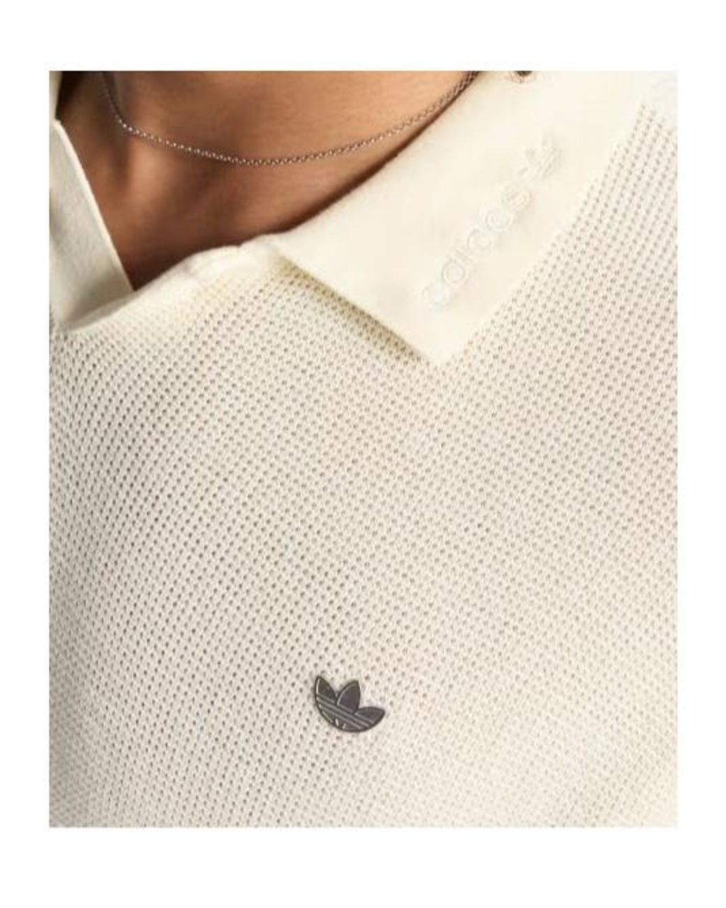 Adidas Originals White Logo-Plaque Polo Shirt for men