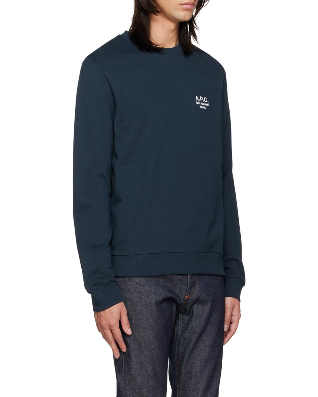 A.P.C. Blue Logo Embroidered Crewneck Sweatshirt for men