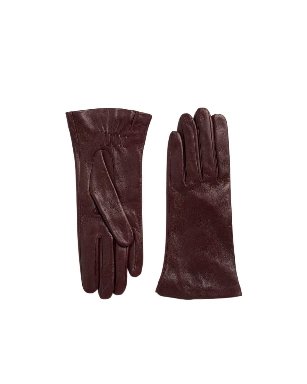 Totême Purple Leather Gloves Bordeaux