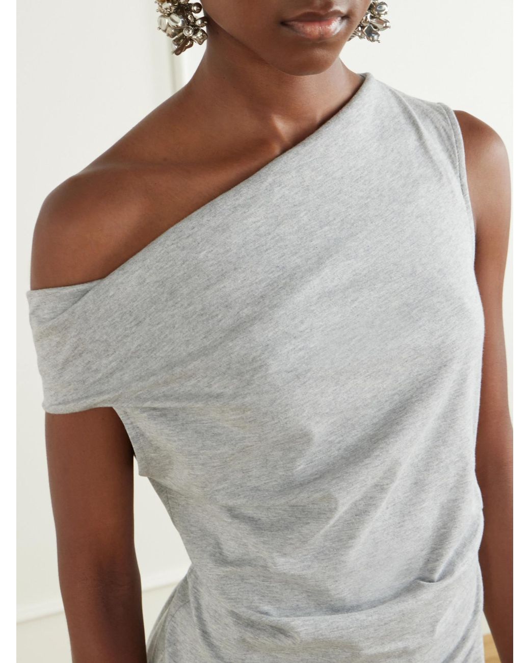 Dries Van Noten Gray One-Shoulder Blouse