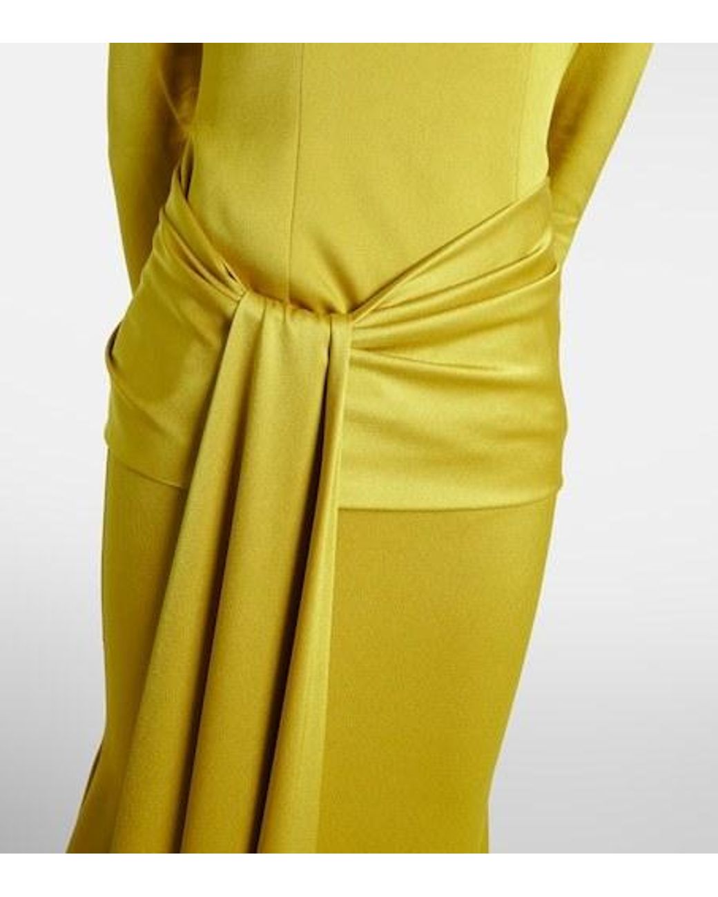 Alex Perry Yellow Draped Belt Satin Crepe Dress