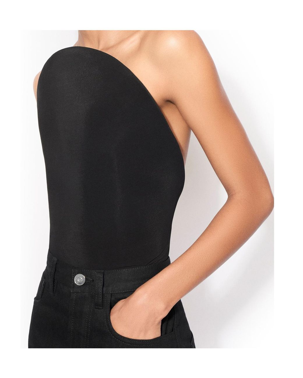 Alaïa Black Alaïa Curved Soft Jersey Bodysuit