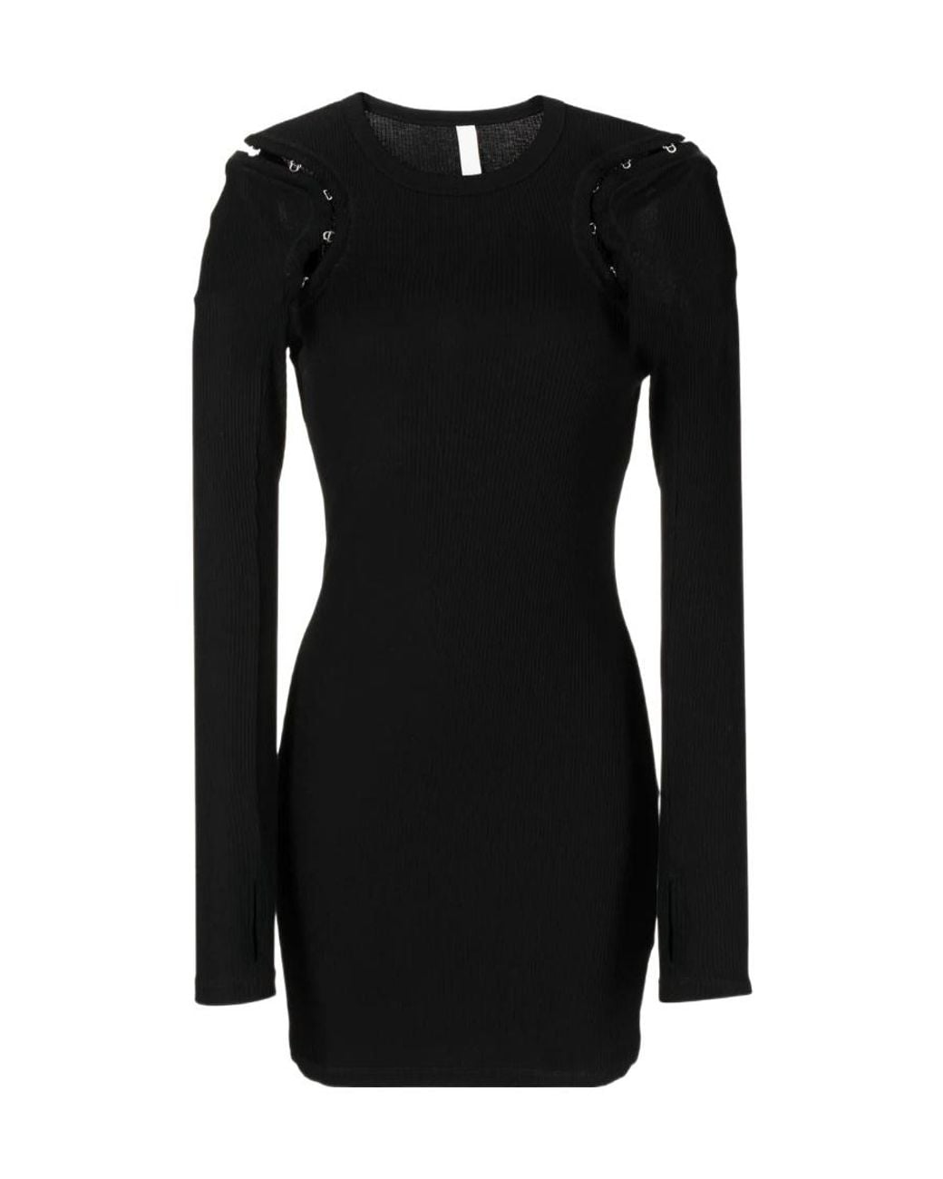 Dion Lee Black Hook And Eye Ribbed Crewnck Mini Dress