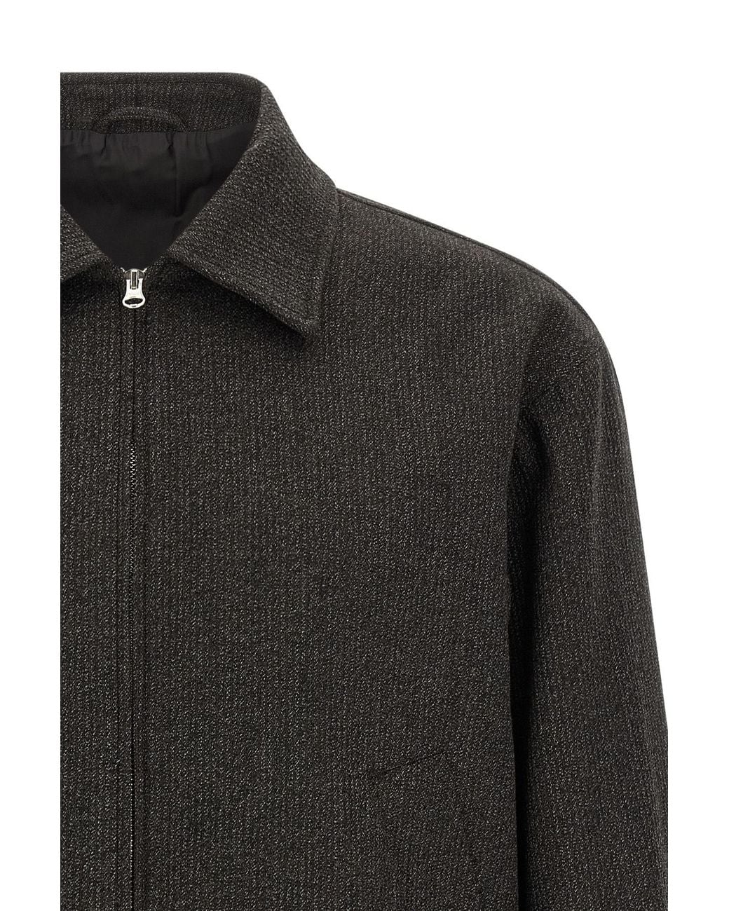 mfpen Black Mail Striped Zip Jacket for men