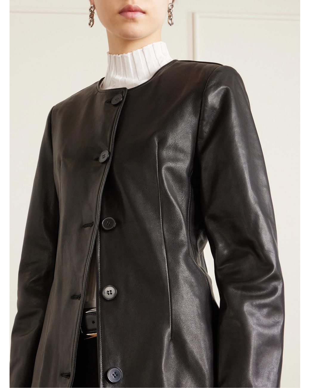 Nour Hammour Black Maud Paneled Leather Jacket