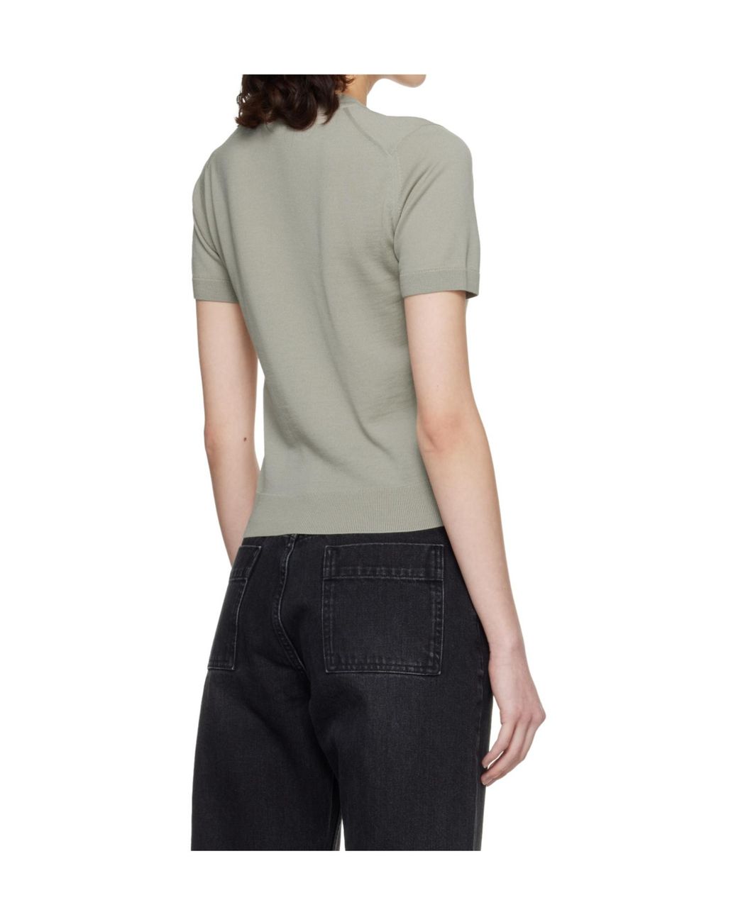 Maison Kitsuné Gray Short-Sleeved Wool Knit Sweater