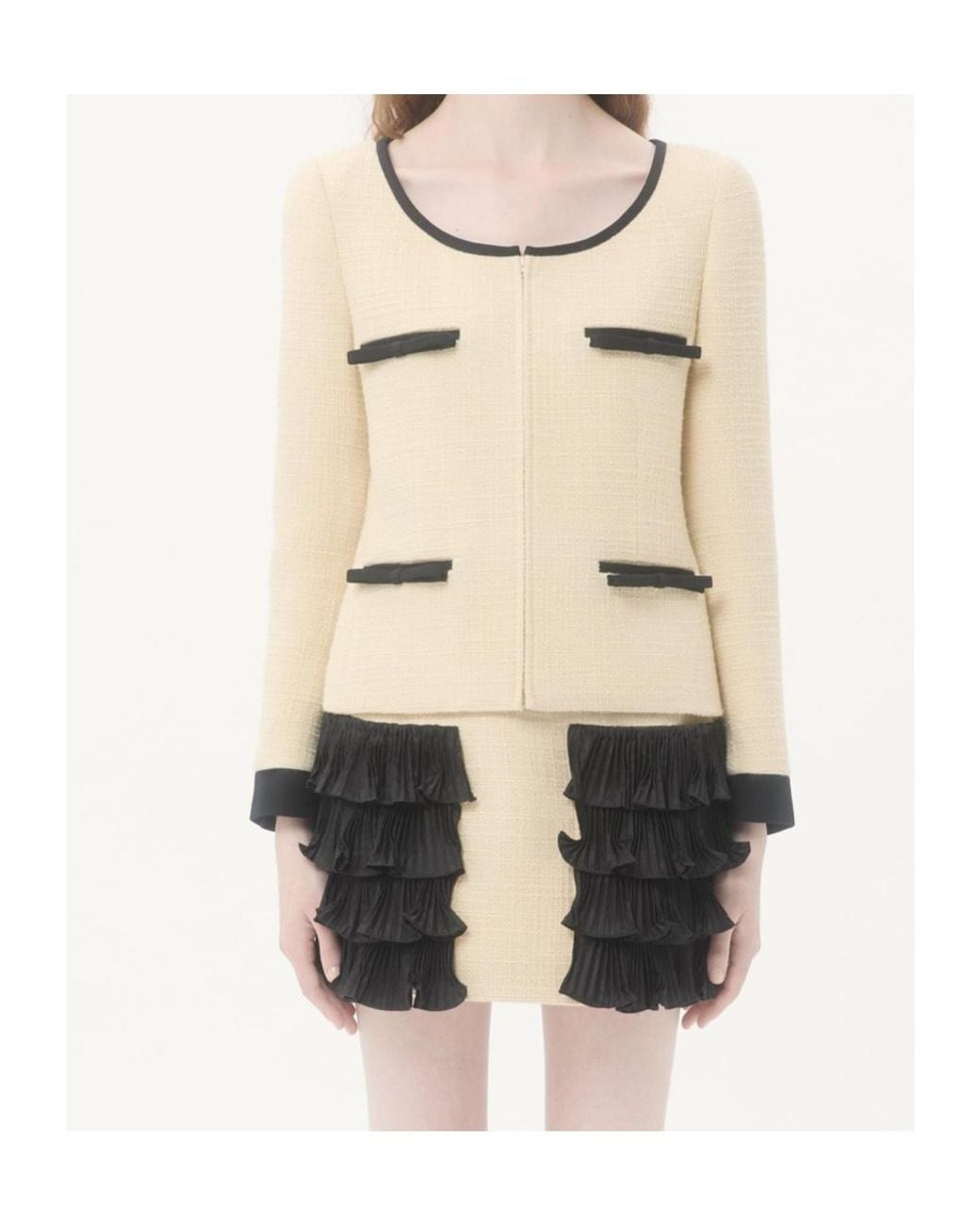 Valentino Natural Bow Detailed Tweed Jacket