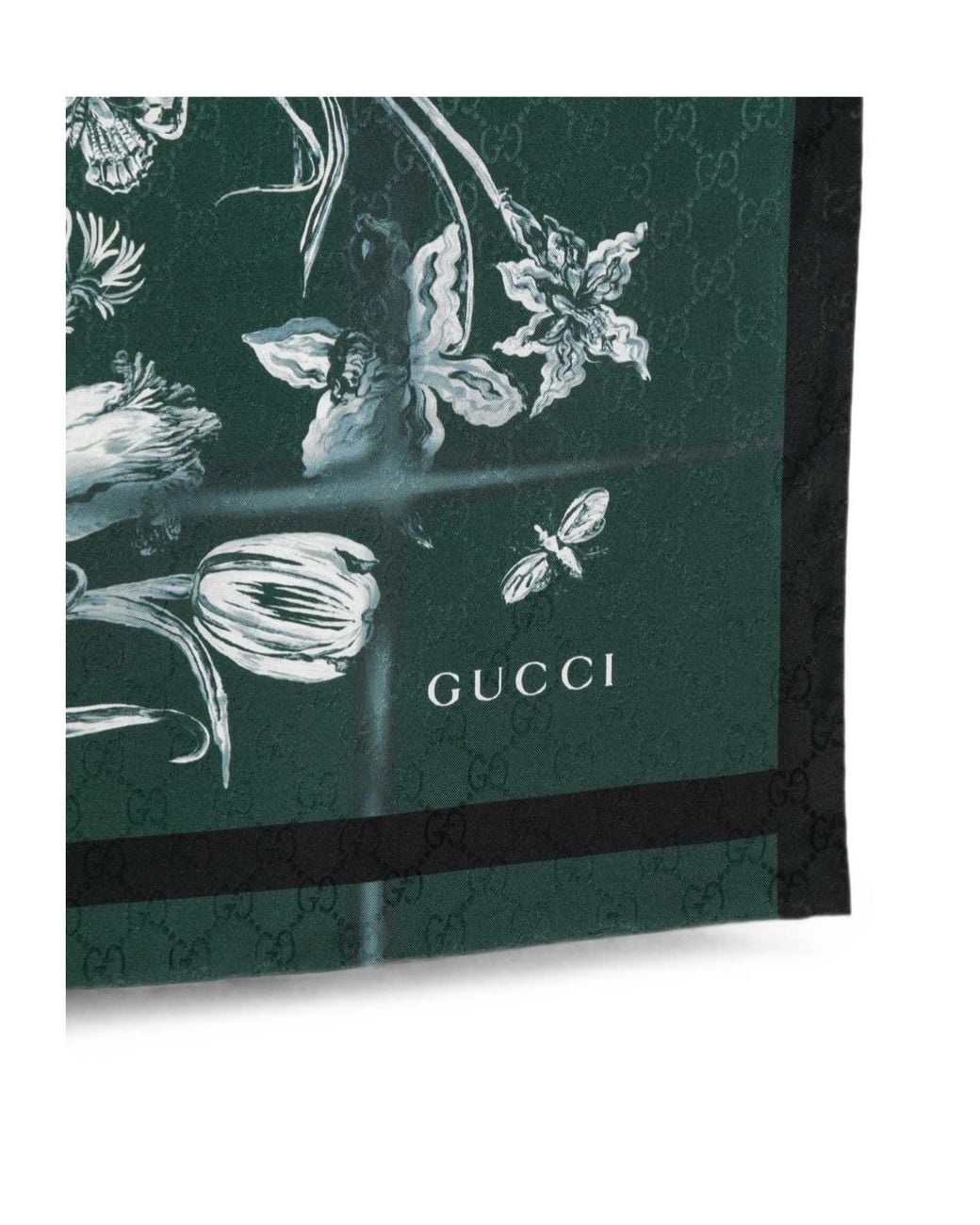Gucci Green Printed Silk Scarf