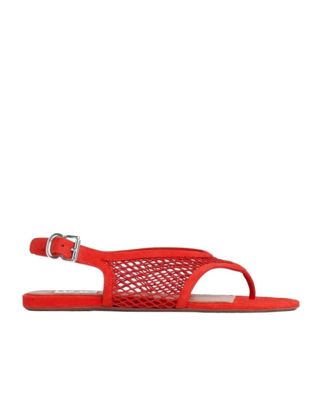 Alaïa Red Round-Toe Flat Sandals