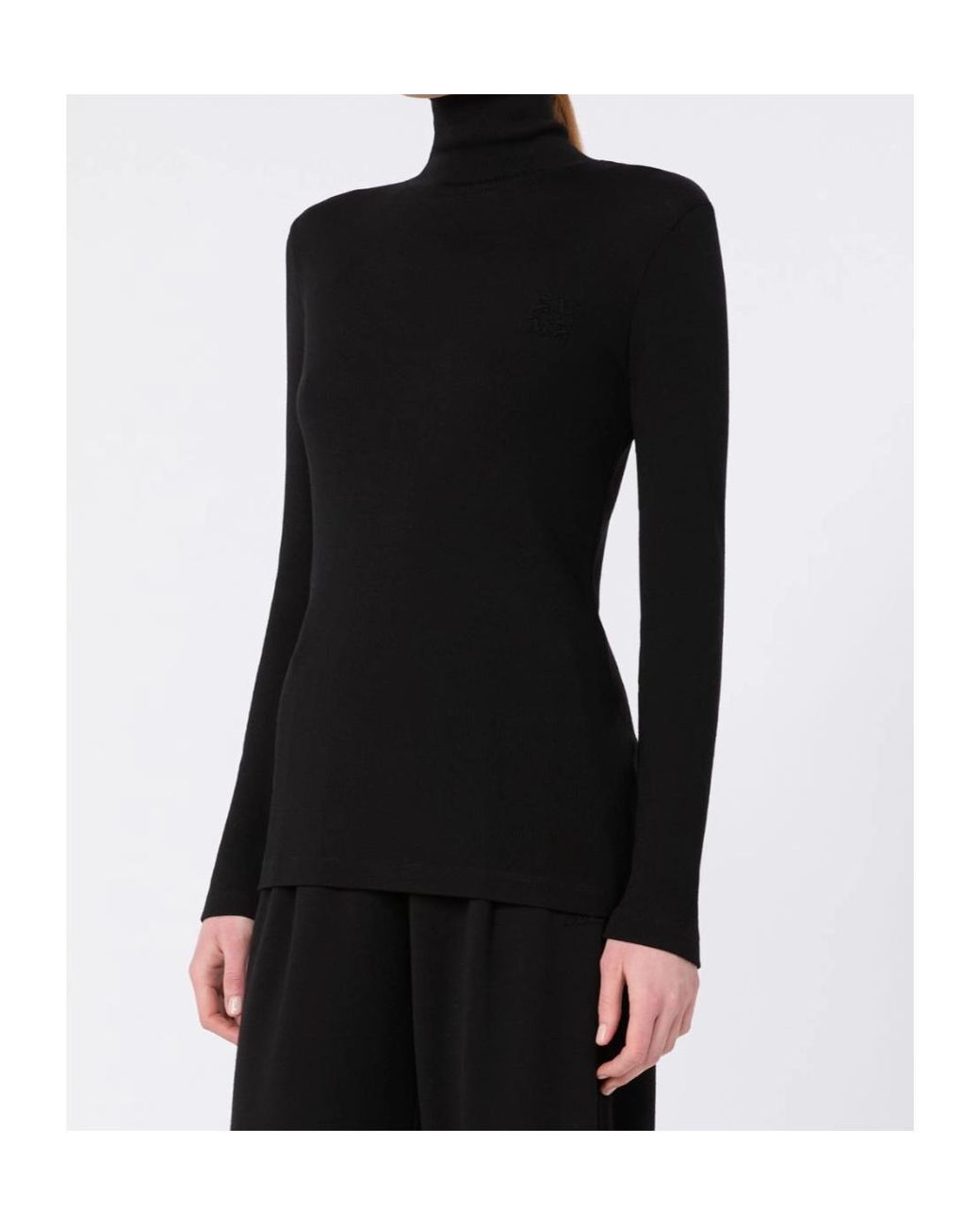 Max Mara Black Cono Ribbed Turtleneck Knitted Jumper