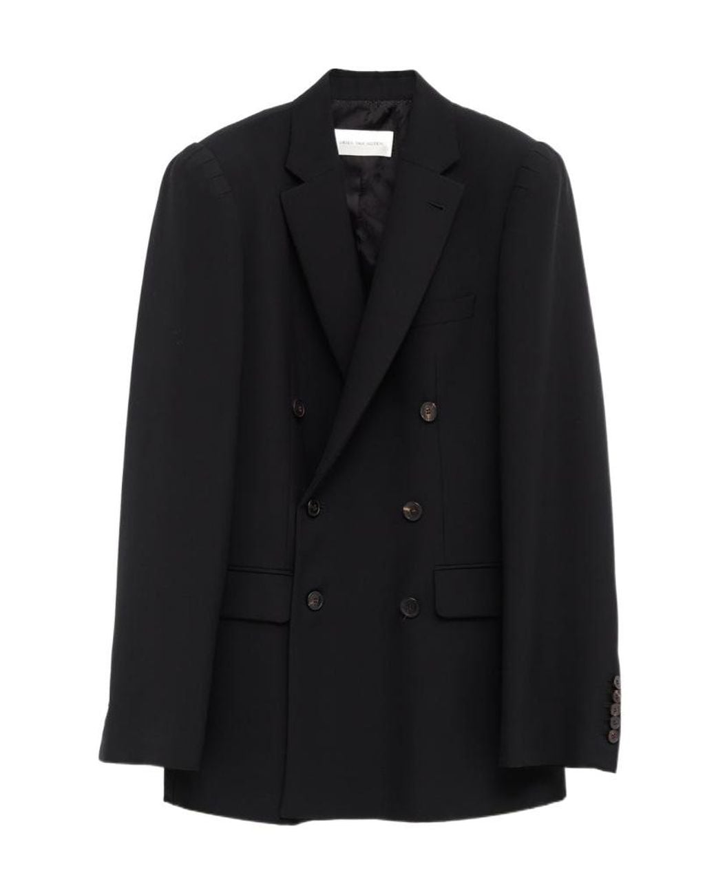 Dries Van Noten Black Lapel Long-Sleeved Suit Jacket