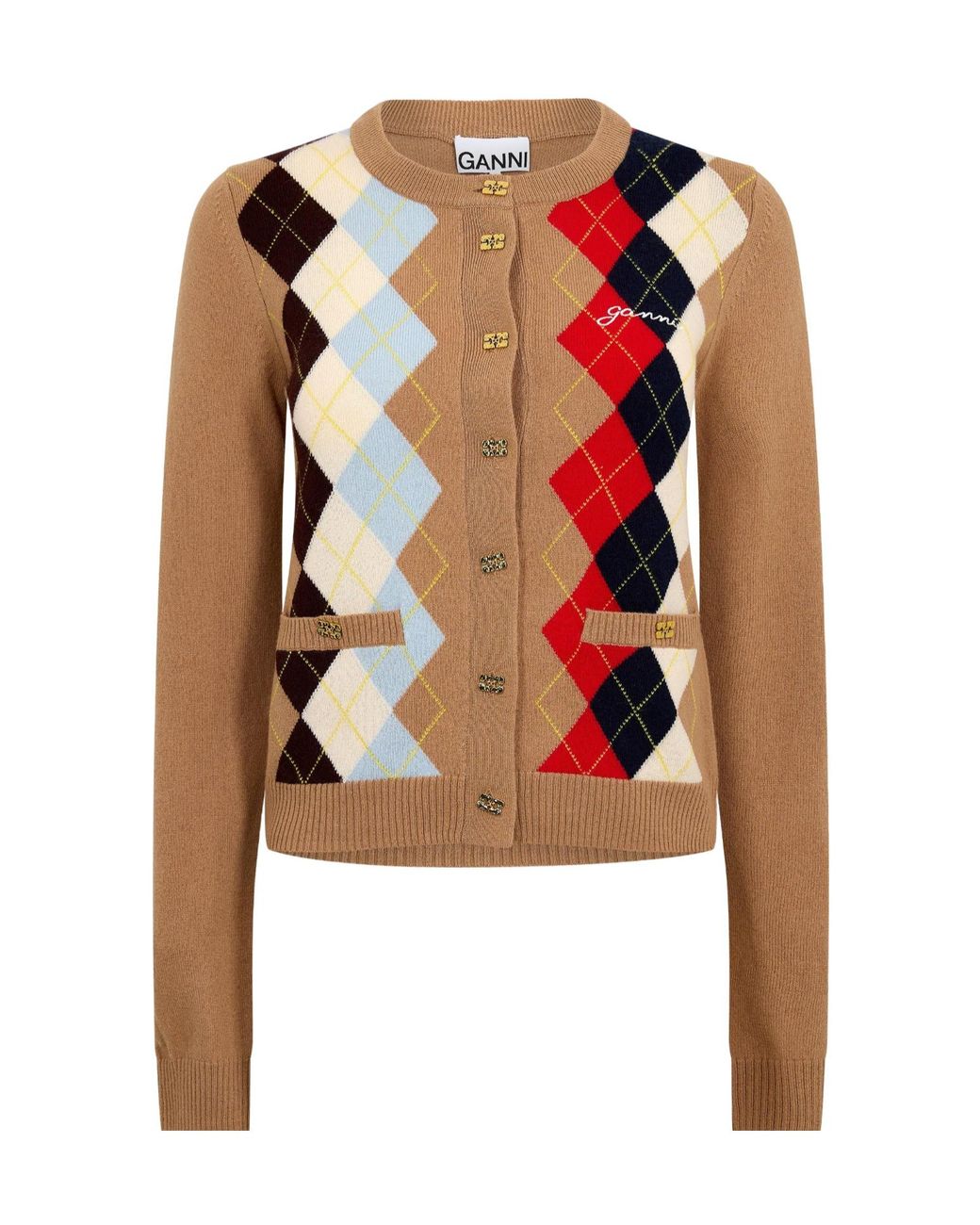 Ganni Multicolor Plaid Versatile Cardigan