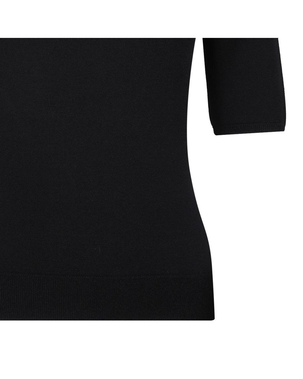 McQueen Black Short Sleeeved Ribbed Top