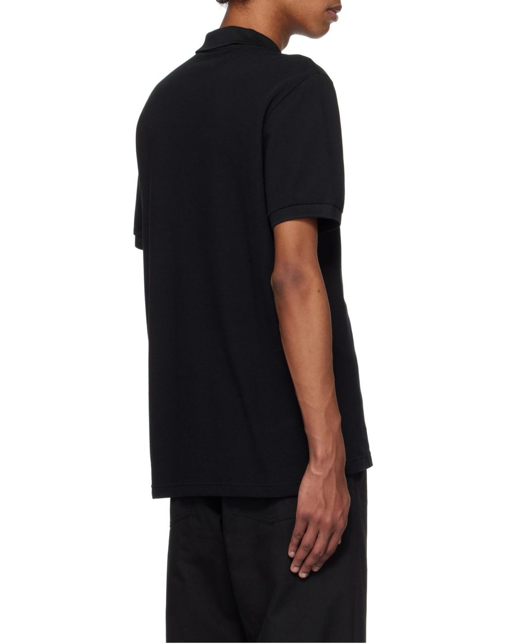Moschino Black Laurel Embroidered Polo Shirt for men