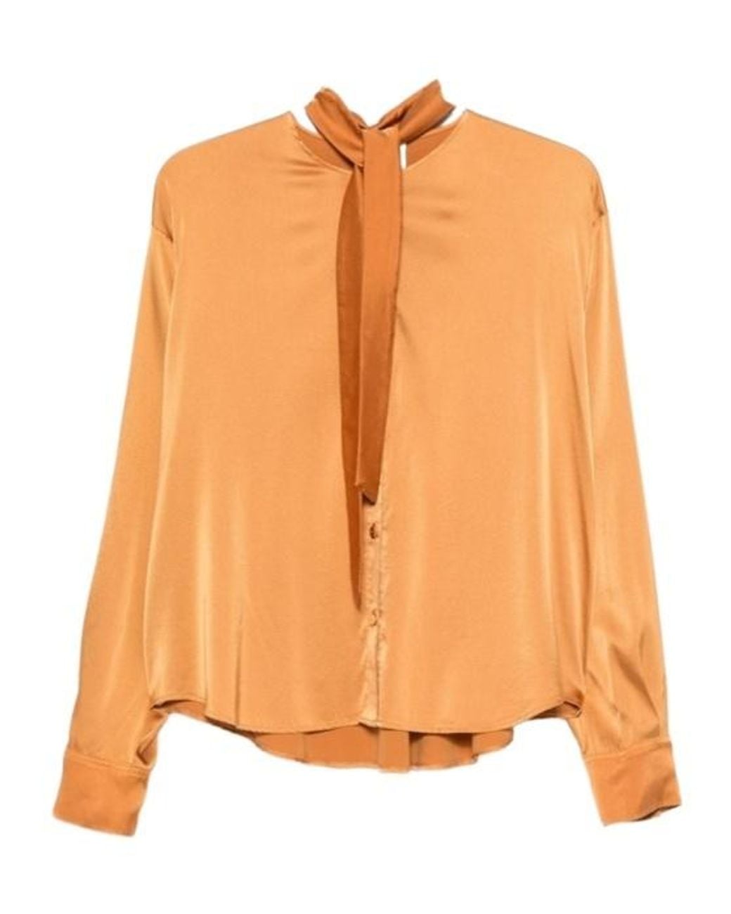 Forte_forte Orange Pussy-Bow Button-Down Shirt