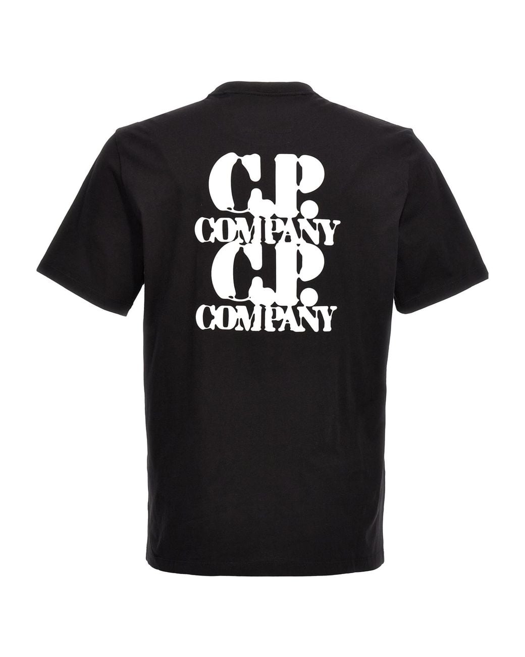 C P Company Black Logo-Print Cotton T-Shirt for men
