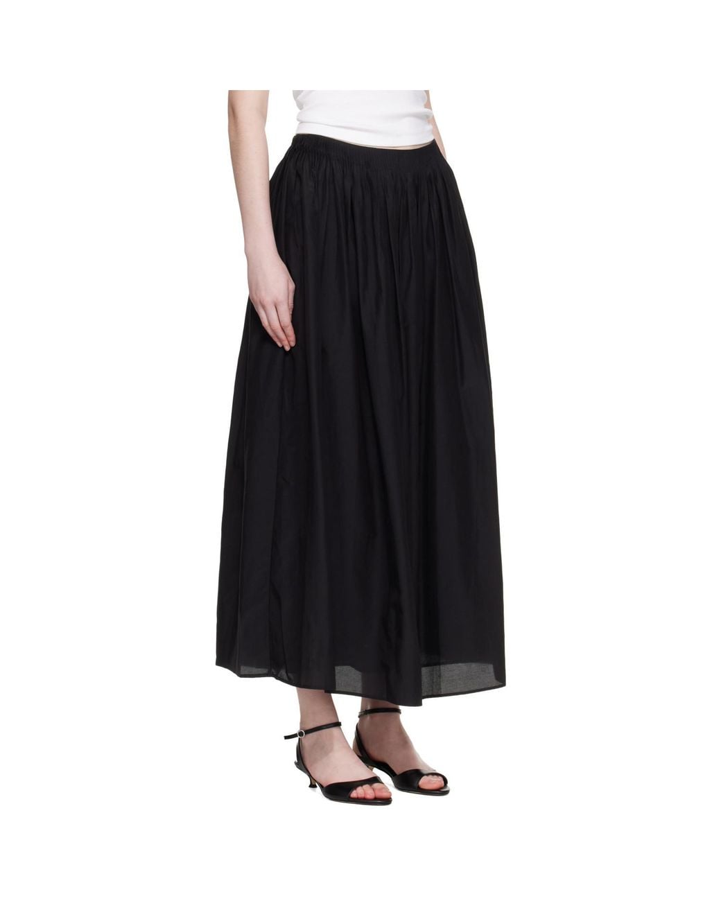 Loulou de Saison Black Naya Flared Midi Skirt