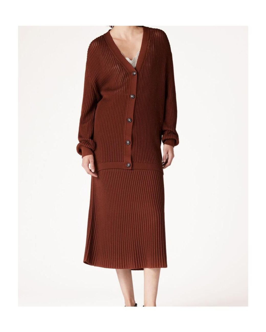 Loro Piana Brown Buttoned V-Neck Cardigan