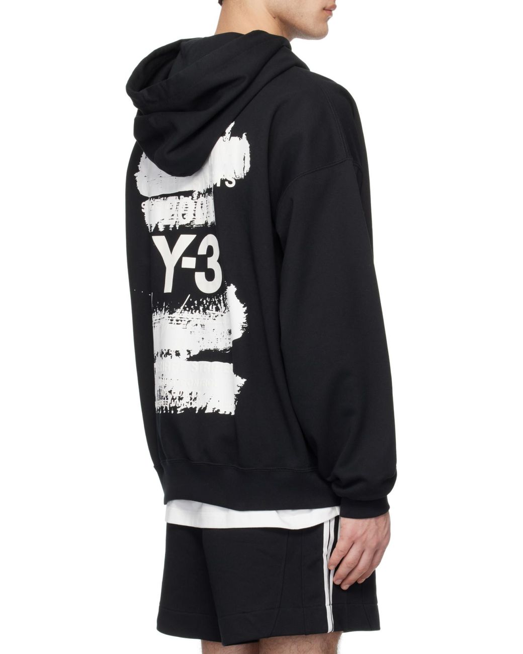 Y-3 Blue Maxi Logo Printed Drawstring Hoodie for men